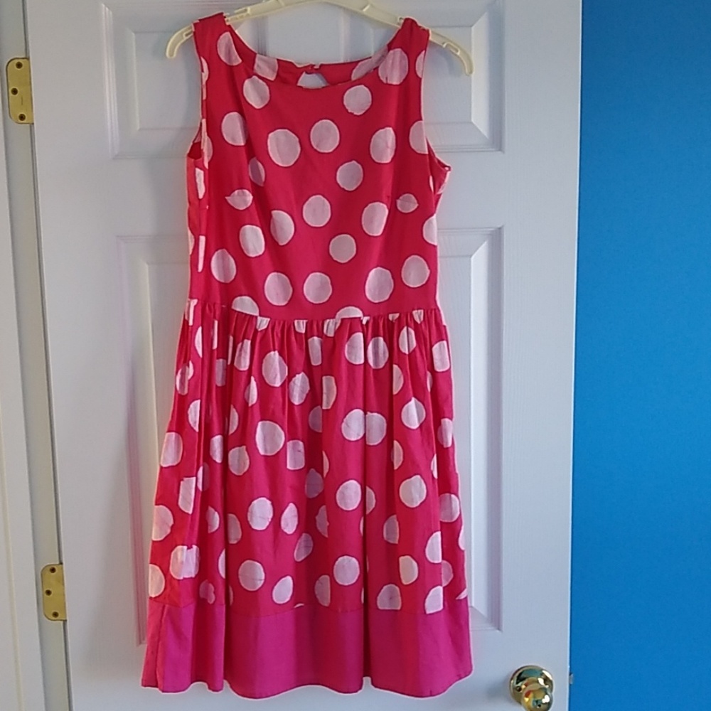 Pink polka dot party dress Cotton small sleeveless barbie minnie